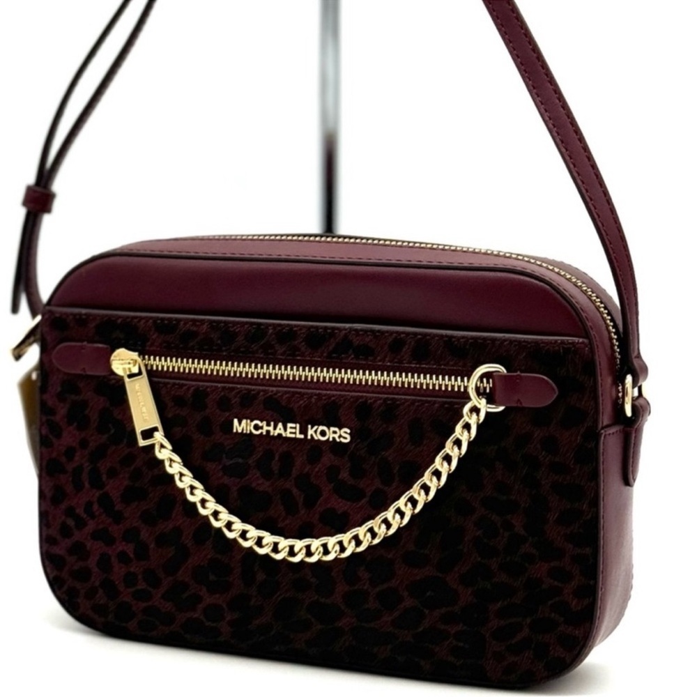 Michael Kors Large Jet Set Item EW Chain Xbody Crossbody Bag Ox Blood Multi - Picture 3 of 12